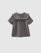 Girls’ black glittery collared shirt-2