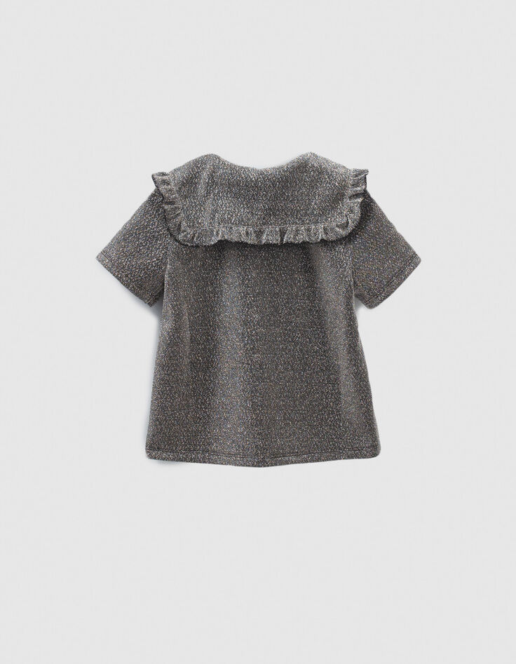 Girls’ black glittery collared shirt-2