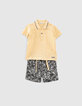 Set beige polo en bio sweatshort babyjongens   -1