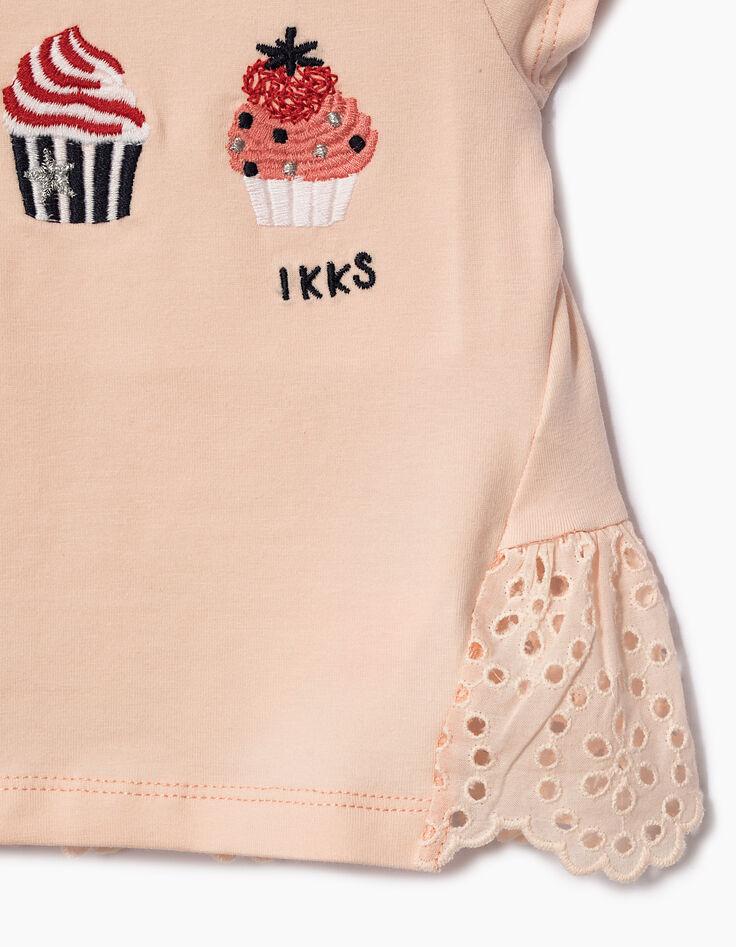 Camiseta rosa empolvado cupcakes bebé niña-5
