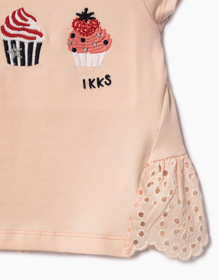 Poederroze T-shirt met cupcakes voor babymeisjes - IKKS