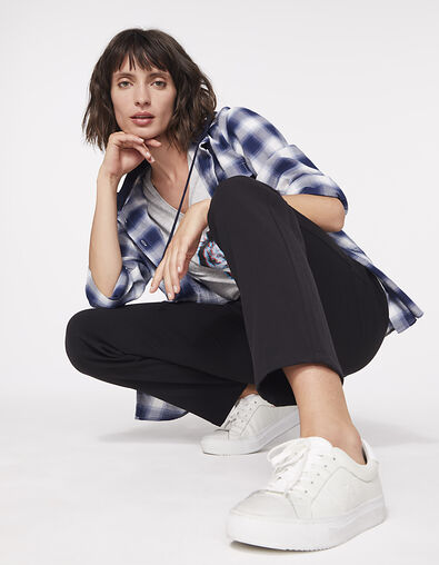 Zwarte damesbroek joggingmodel in bistretch twill - IKKS