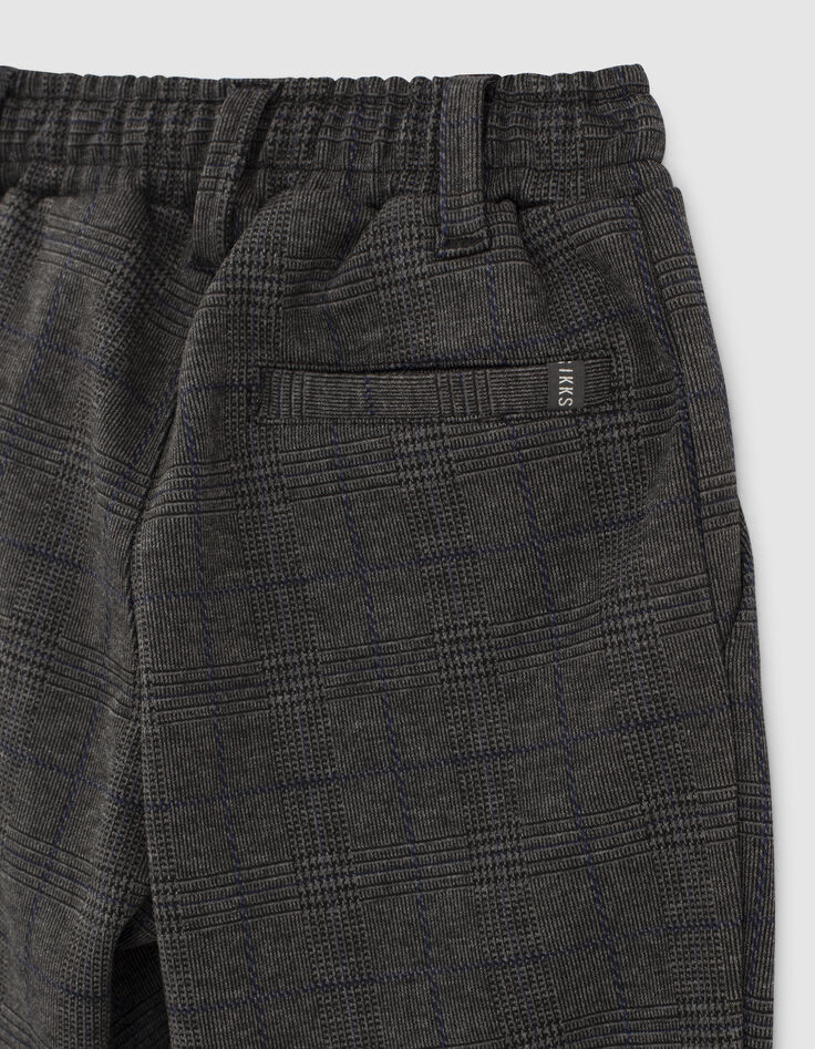 Pantalon gris chin&eacute; maille motif carreaux gar&ccedil;on-5