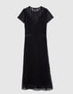 Schwarzes Midi-Damenspitzenkleid-6