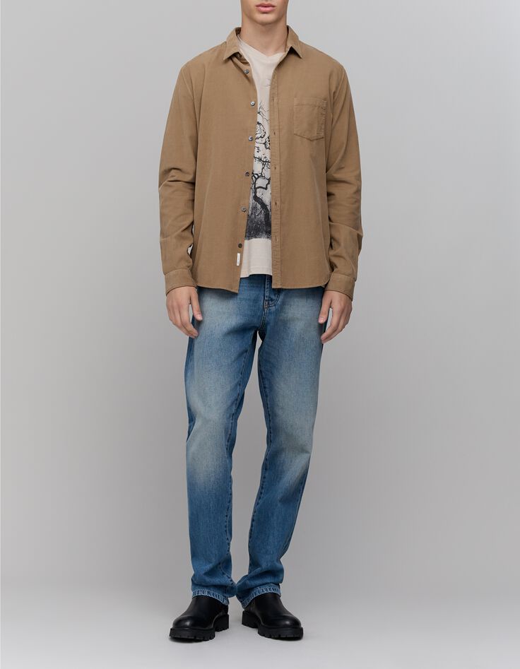 Men's beige tree T-shirt-4