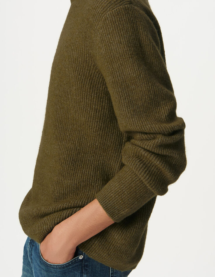 Pull hiver kaki tricot mousseux Homme-5 Pull hiver kaki tricot mousseux Homme-5