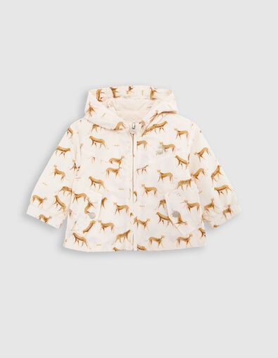 Coupe-vent &eacute;cru imprim&eacute; petites panth&egrave;res b&eacute;b&eacute; fille - IKKS