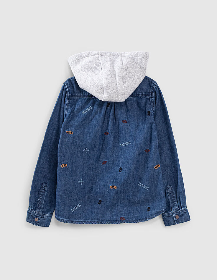 Camisa vaquera medium blue bordada niño -3