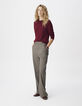 Pull manches longues prune tricot d&eacute;tail lurex Femme-1