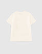 Ecru T-shirt biokatoen maxiprint voor jongens-3