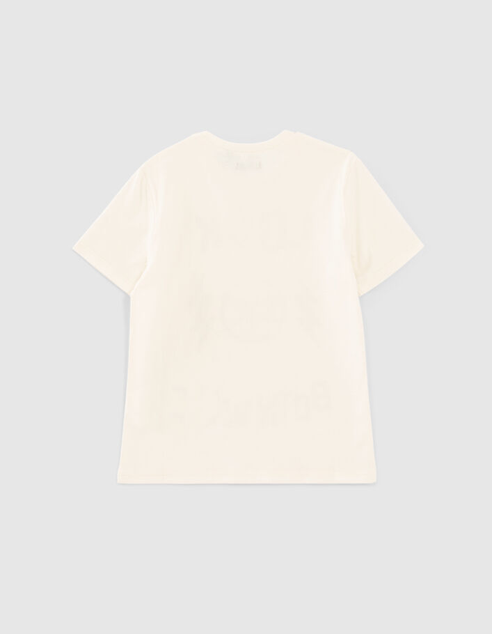Boys’ ecru organic cotton T-shirt with XL print on front - IKKS