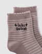 Silberfarbene und rosa Socken mit Streifen für Babymädchen-2