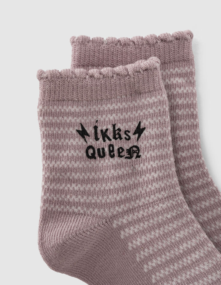 Silberfarbene und rosa Socken mit Streifen für Babymädchen-2