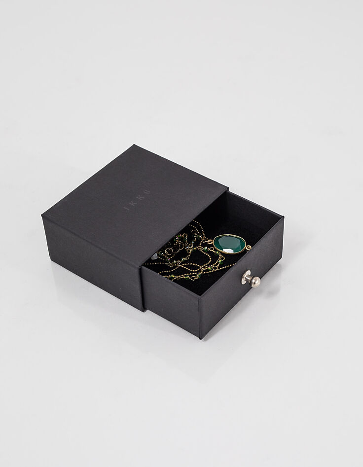 Collier sautoir pierre perles vert émeraude femme-5