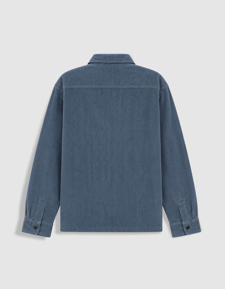 Surchemise easy bleue velours c&ocirc;tel&eacute; Homme-2