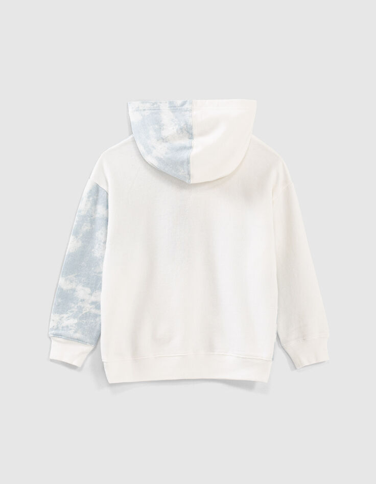 Sweat bleu tie and dye et &eacute;cru &agrave; capuche gar&ccedil;on -3