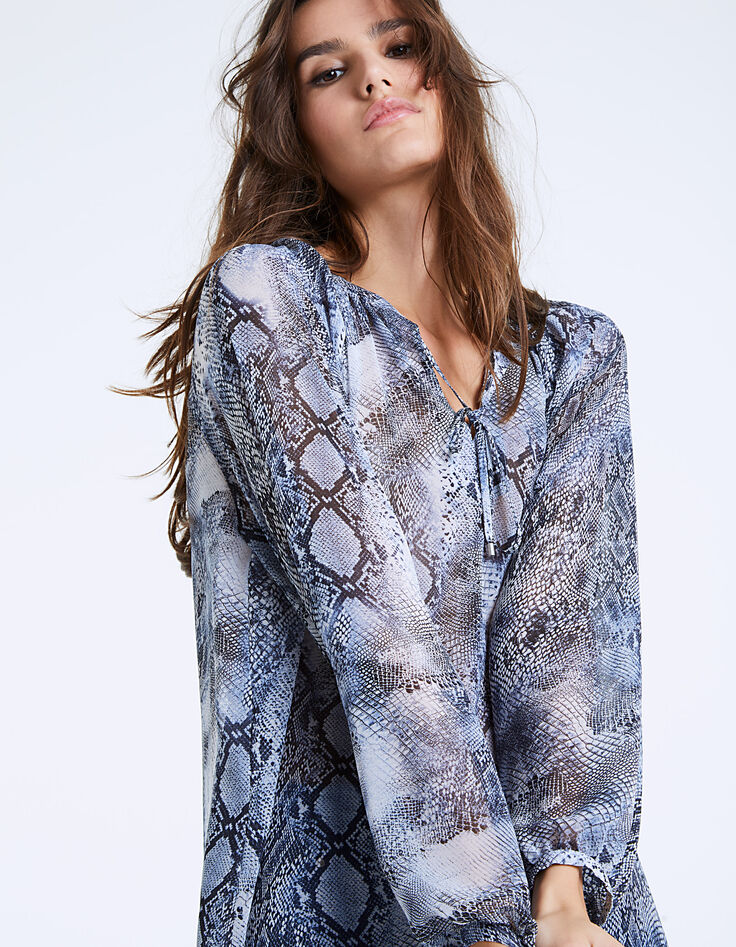 Blouse en voile imprimé python femme-1