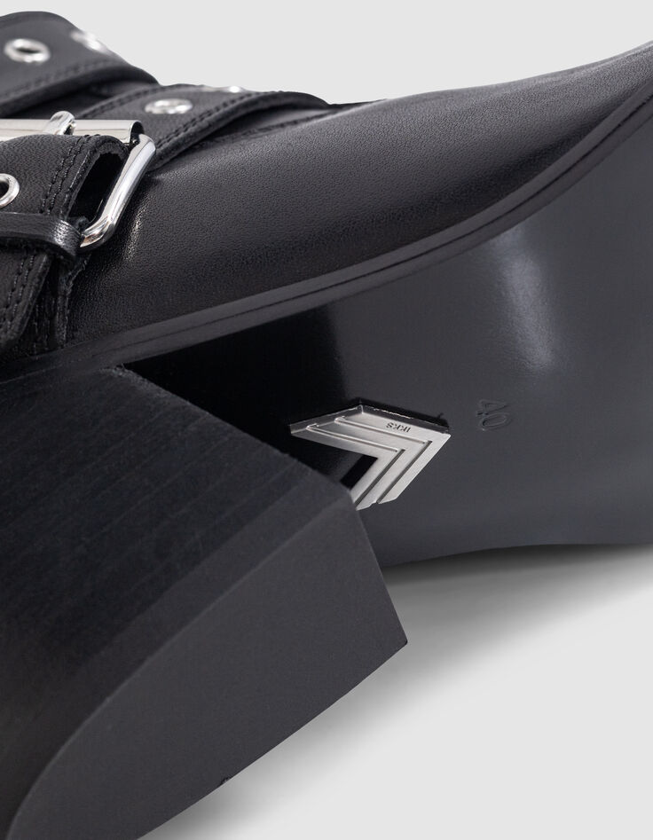Botines Santiags cuero negro ojales Line 111 para Mujer-5
