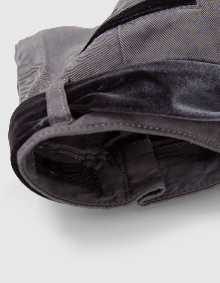 Pantalón gris fluido LYOCELL® cinturón terciopelo niña-6