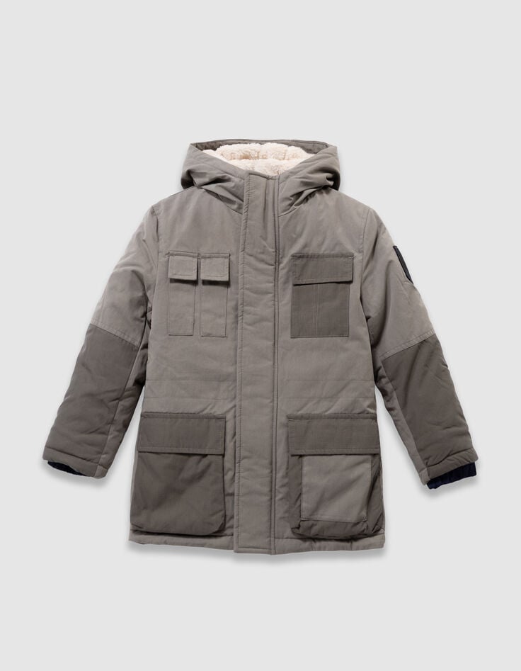 Khaki 3-in-1 Parka und Wendeanorak für Jungs-3