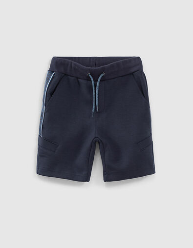Navy bermuda tech fleece met zijstroken jongens  - IKKS