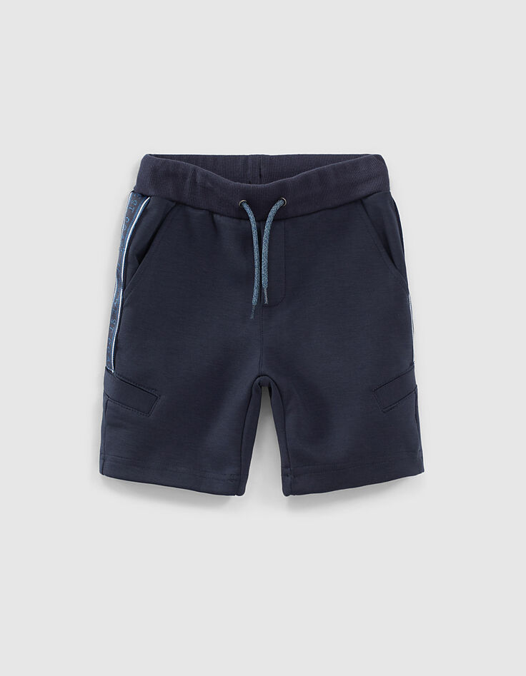Navy bermuda tech fleece met zijstroken jongens -1 Navy bermuda tech fleece met zijstroken jongens -1