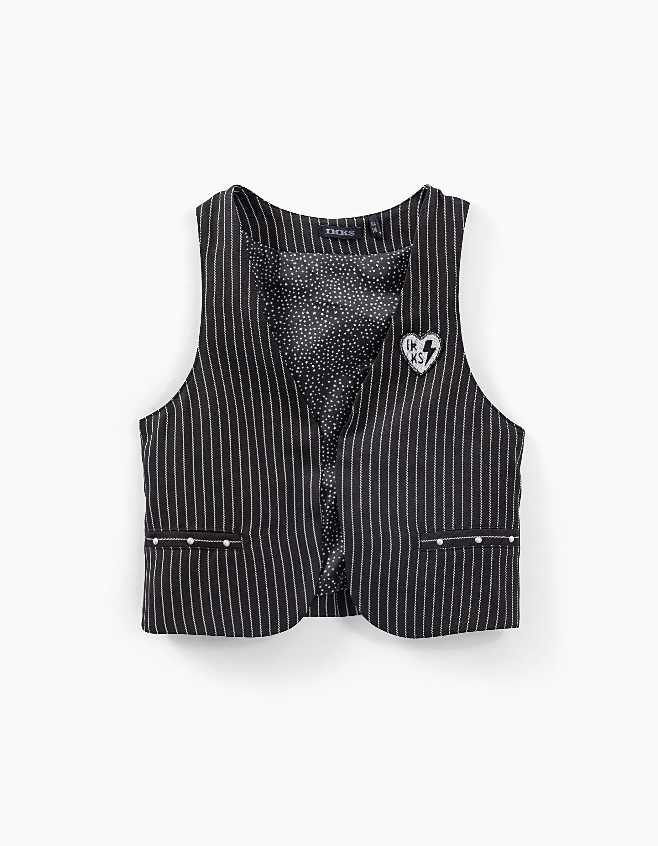 Robe 2 en 1 gris chine moyen avec gilet raye fille