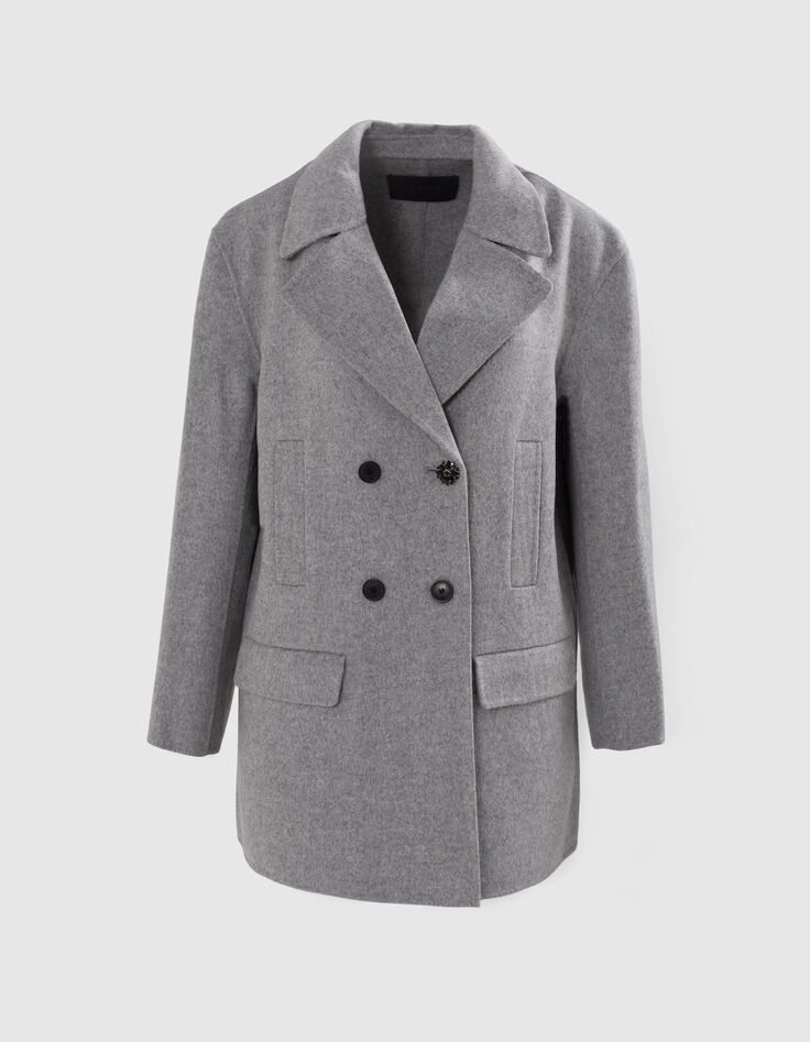 Women’s grey mid-length coat with diamante-7