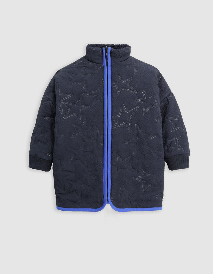 Abrigo reversible sherpa estrellas nailon azul marino niña-2 Abrigo reversible sherpa estrellas nailon azul marino niña-2