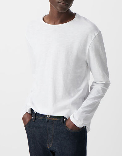 Camiseta L'Essentiel blanca cuello redondo manga larga Hombre - IKKS