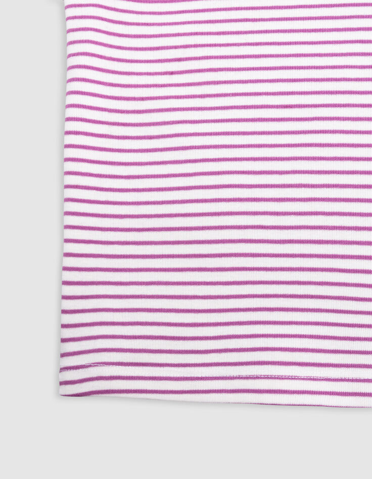 Weißes Mädchen-T-Shirt mit dünnen hellvioletten Streifen-4