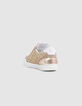Baskets blanches cuir et paillettes dorées Femme-3