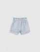Short blanc et bleu à rayures bébé fille-2