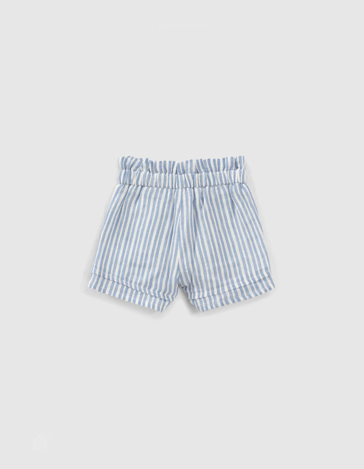 Short blanc et bleu à rayures bébé fille-2