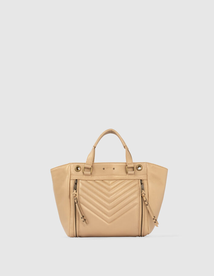 Sac LE 1440 MEDIUM GOLD matelassé chevrons femme-1