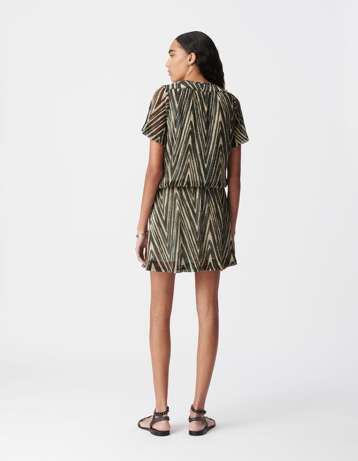 Robe noire motif chevrons dorés Femme-3