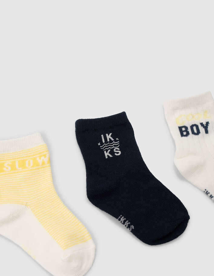 Chaussettes marine, blanches et jaunes bébé garçon - IKKS