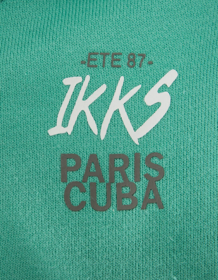 Baby boys’ green sweatshirt fabric cardigan, goggles hood