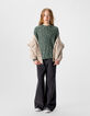 Girls’ green decorative mouliné knit sweater-8