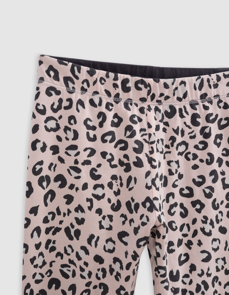 Leggings réversible coton bio rose et léopard fille-4
