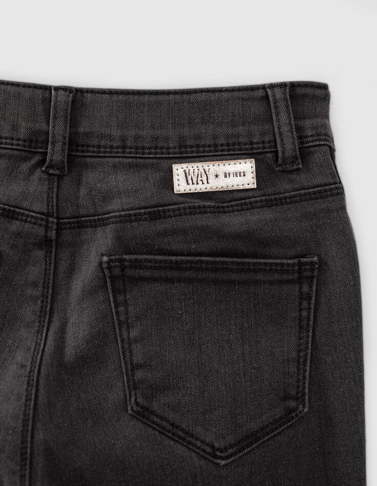 Black Used Slim-Mädchenjeans mit Seitenbändern-5