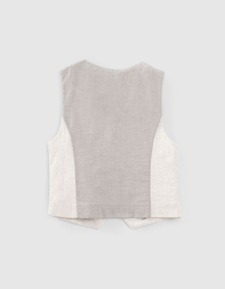 Chaleco traje beige rayas niño-3