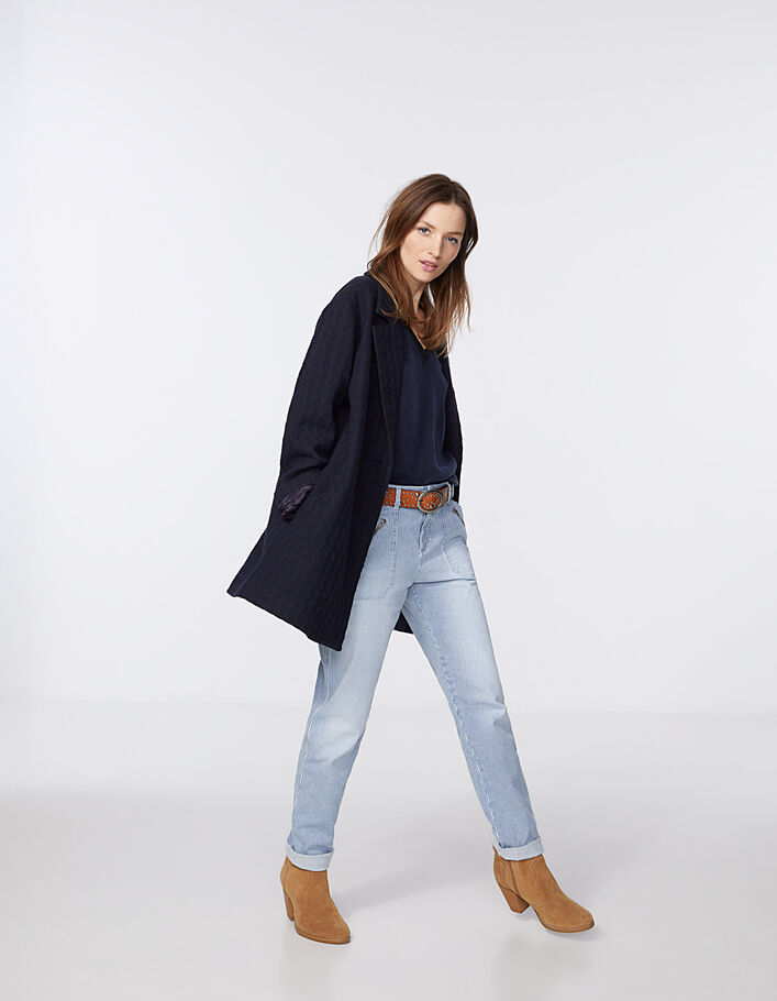 Women’s mid-length Jacquard check cotton-rich coat - IKKS