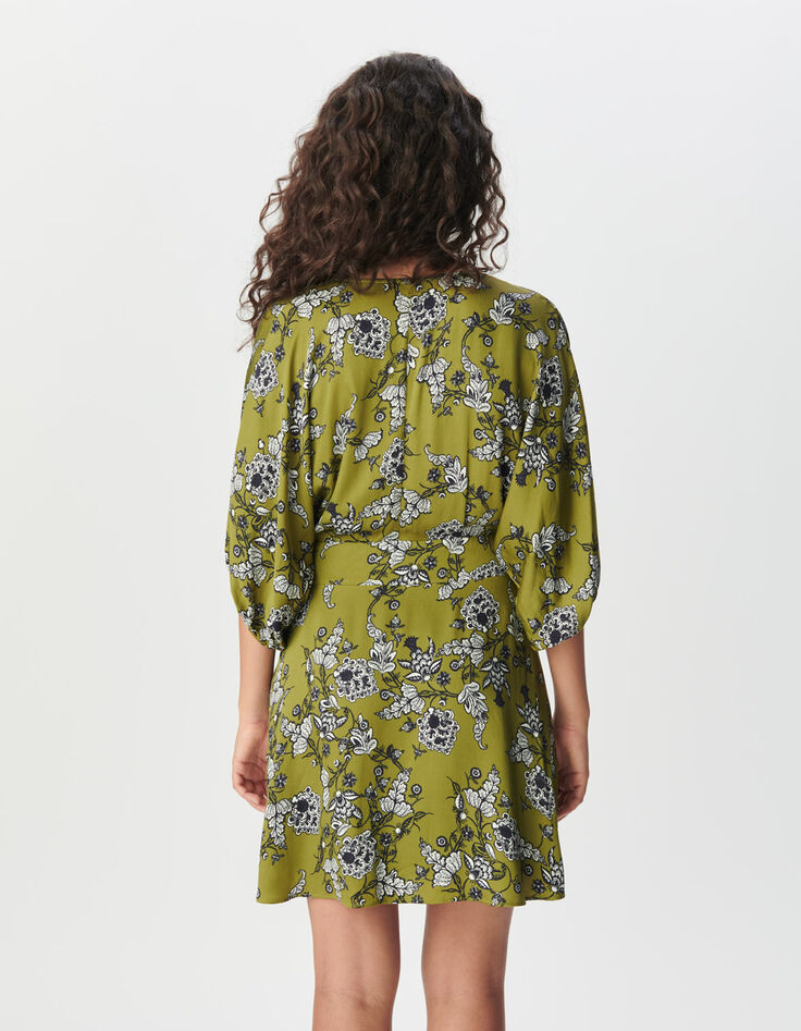 Robe fluide verte imprimé floral Femme-3