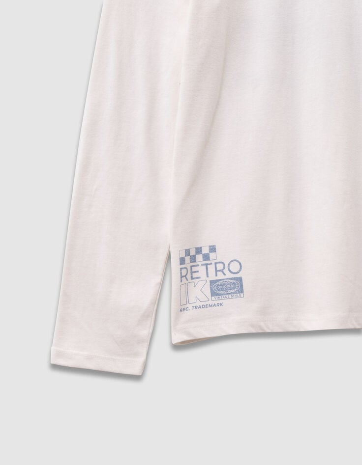 Camiseta blanca algodón coche espalda niño-4