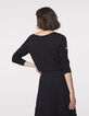 Pull col V noir apport viscose badges bijoux femme-3