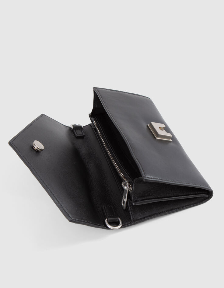 Clutch estilo sobre negro cuero acolchado-5