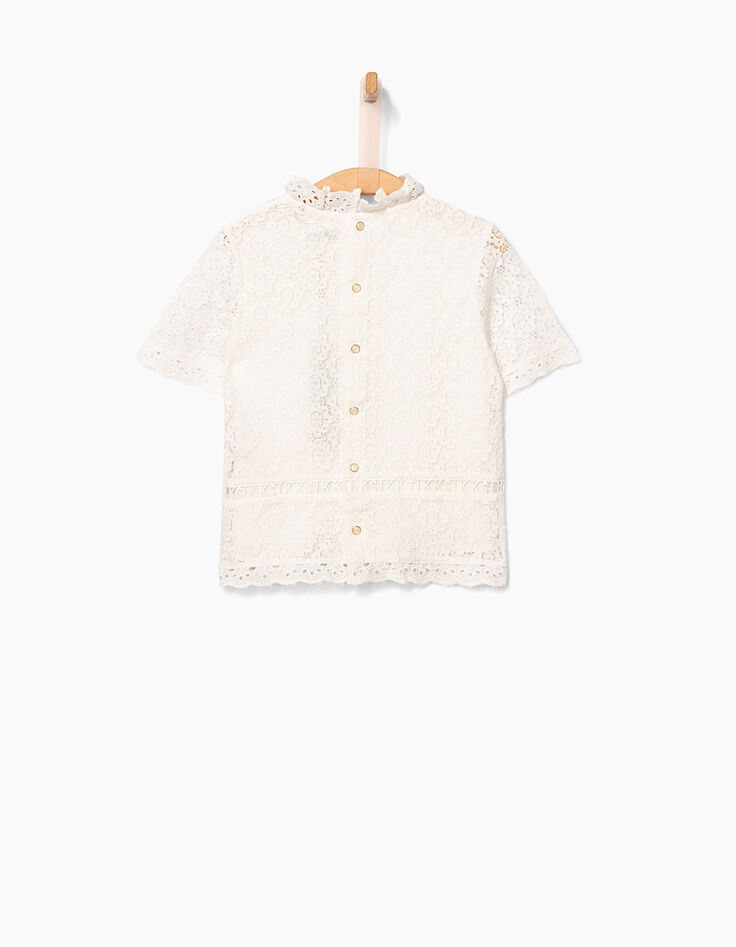 Blouse blanc cassé en dentelle fille-4