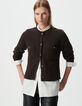 Braune Damen-Kurzstrickjacke 100 % Rippwolle-5