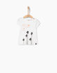 Tee-shirt blanc cassé relief Hello L.A bébé fille-1